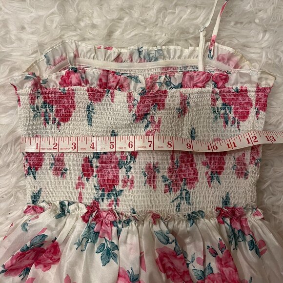LoveShackFancy Midi Floral Tiered Dress XXS White Pink - Picture 3 of 5